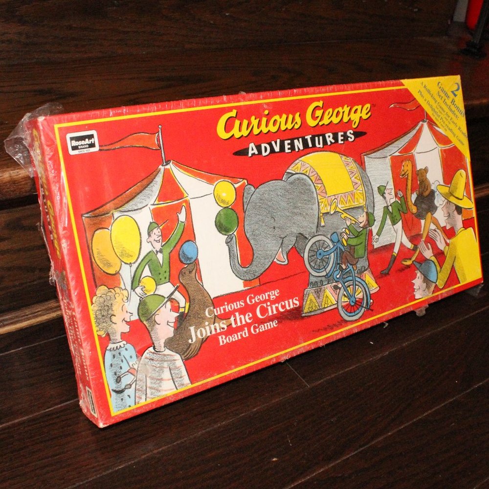 sealed vintage 1999 Curious George Joins The Circus board game RoseArt USA
